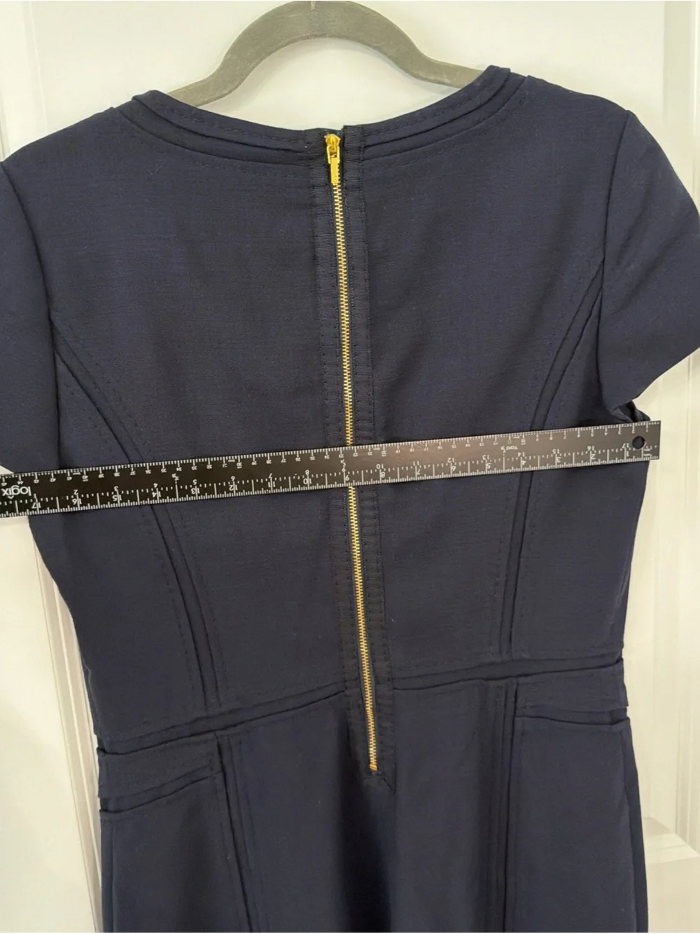 Tory Burch Evelina Navy Blue Stretch Wool Blend Sheath Dress Size 10 New Classy